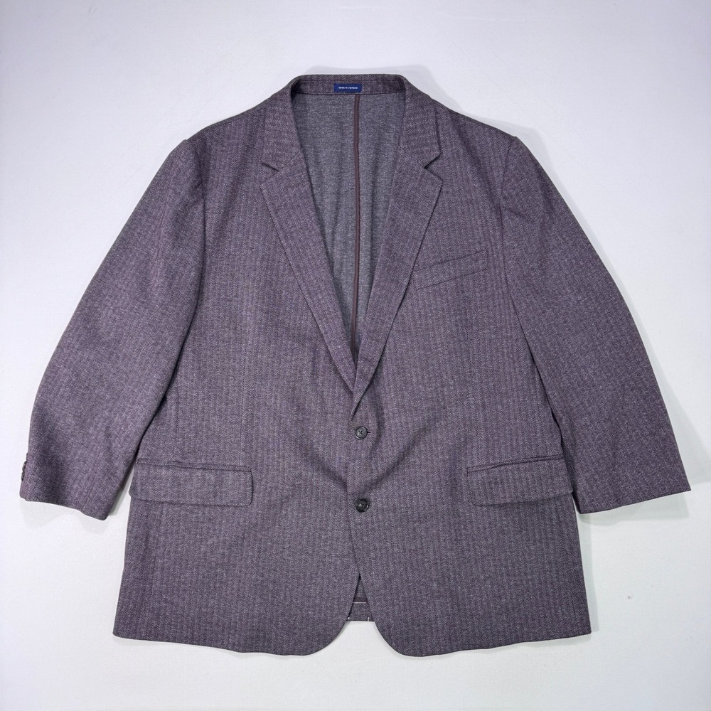 Stafford Mens 52R Classic Fit Blazer Sport Coat Red Herringbone Professional